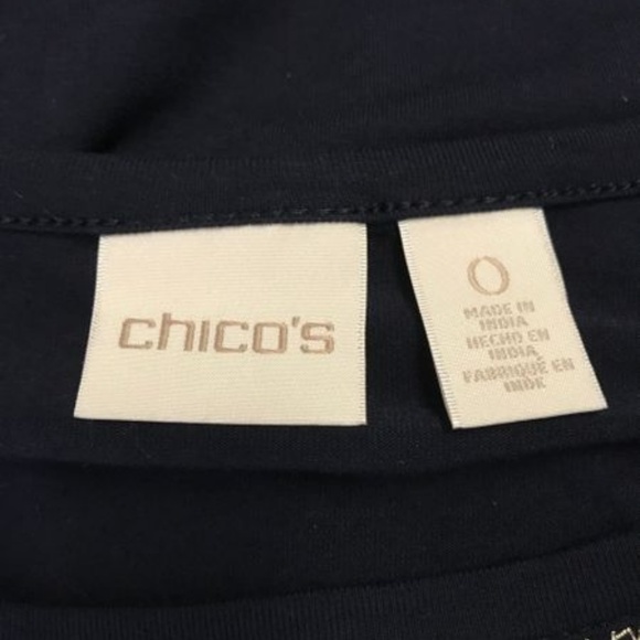 Chico's Navy Blue 3/4 Length Sleeve Top Size 0 / 4 - Picture 4 of 4